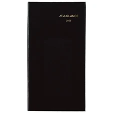 2025 Fine Diary Weekly Monthly Planner, 3 x 6 Inch Pocket Size Black Agenda
