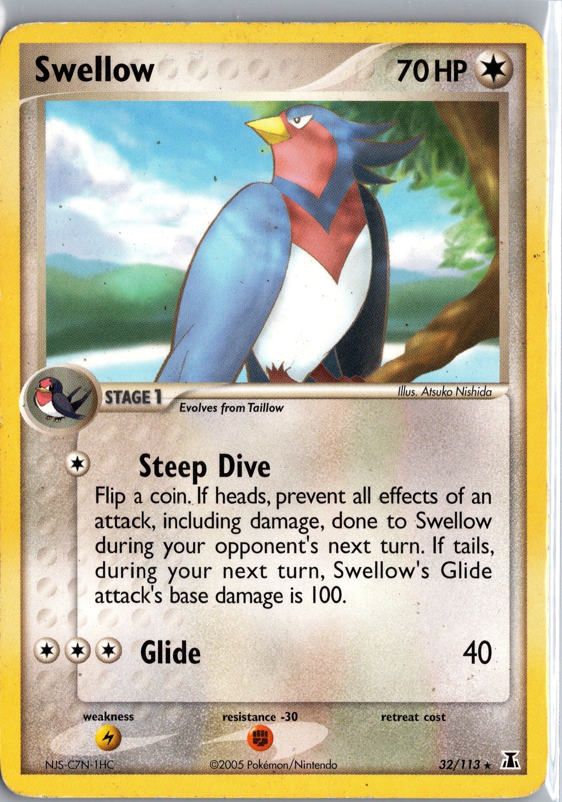 Swellow 32/113 EX Delta Species Pokemon Card HP 70 HP