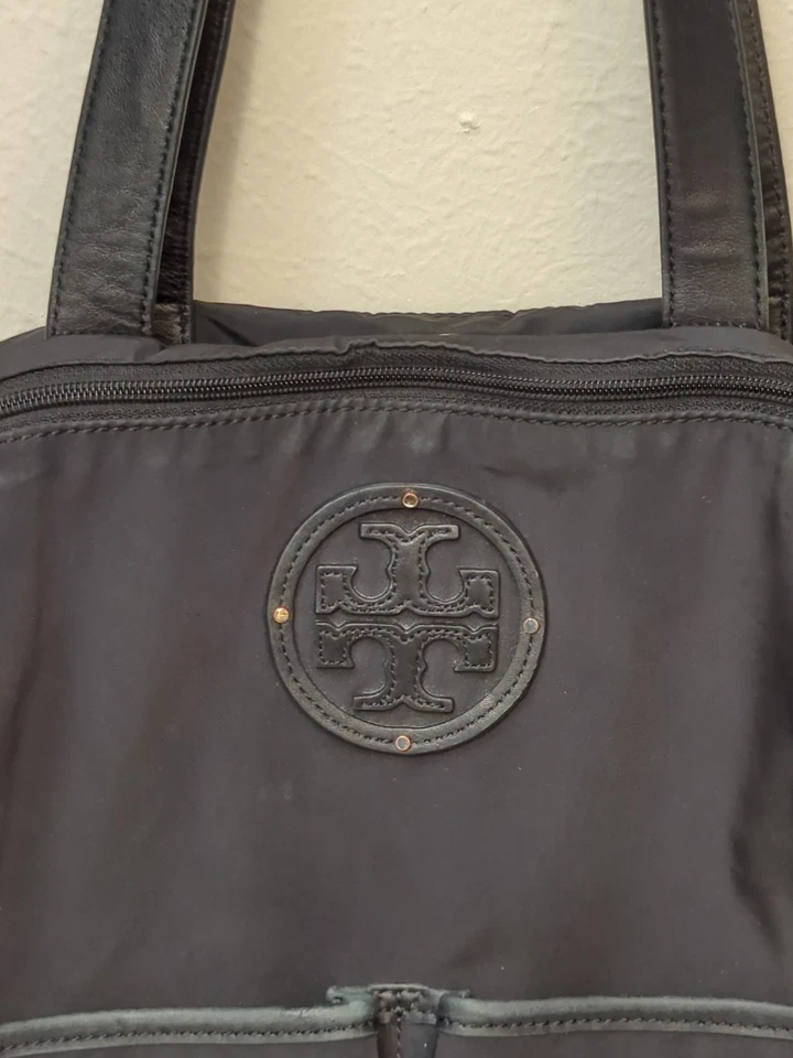 Tory Burch Nylon Cuero Ajustable Bandolera Mensajero Bolso Viaje Bebé Bolso Foto 4 de 4