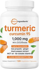 Pure Turmeric Curcumin Supplement 1,000Mg  95 Curcuminoids  120 Veggie Cap...