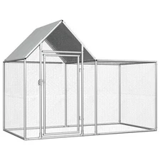 Chicken Coop Silver Galvanized Steel Large Durable Chicken Coop