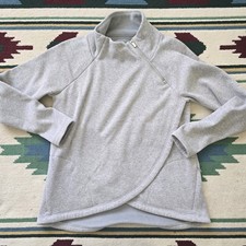 Athleta Womens Cozy Karma Asym Pullover Sweatshirt Size M Gray Asymmetric Zip