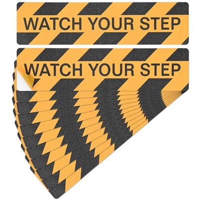 12 Stück FUSSBODENAUFKLEBER für Watch Your Step 60x24 cm [Gelb Schwarz]