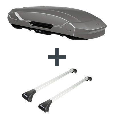 Dachbox Thule Motion 3 L + Dachträger Menabo Ariete für Opel Antara Typ L07 Top