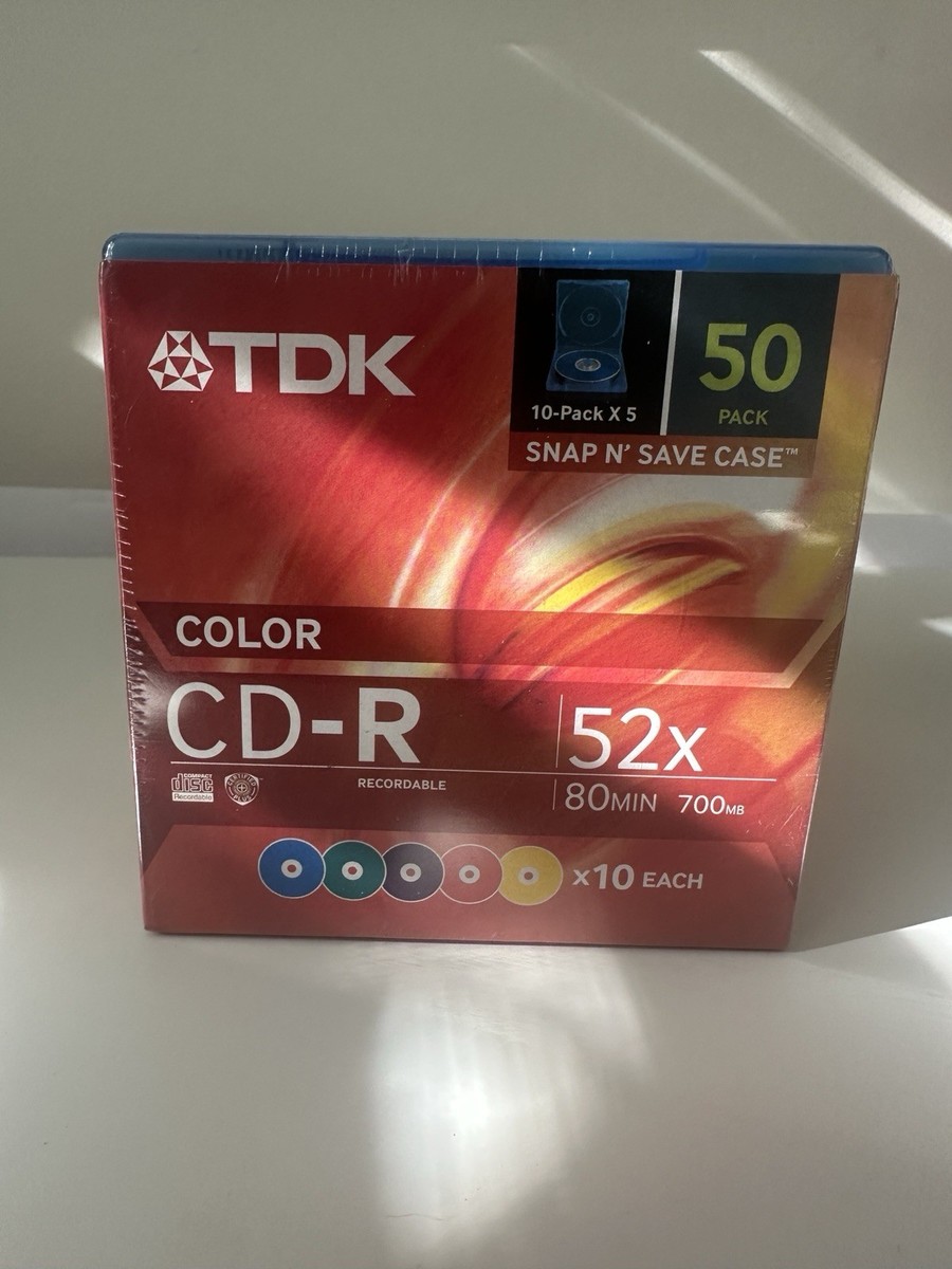 TDK Color CD-R 52x 80min 700MB 50 Pack Sealed Snap N' Save Case | eBay