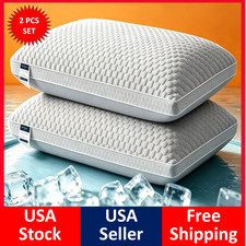 Pack of 2 Bed Pillows Quilted HOTEL QUALITY Down Alternative Gusseted Pillow