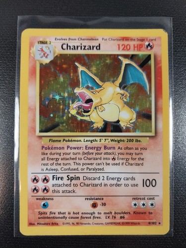 Charizard #4/102 Base Set Holo Rare Pokémon Card MP Moderately Played Free Ship - Picture 2 of 16