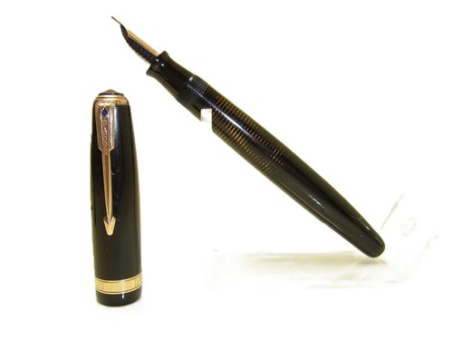 Schöner 3. Gen PARKER VACUMATIC MAJOR laminierter Black Diamond Füllfederhalter EF - Bild 1 von 7