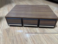 Vintage Audio Cassette Tape Wood Grain 3 Drawer Storage Case Holder  Read 