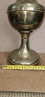 Vintage brass kerosene oil lamp  featuring a compressed font and weighted base — photo 3