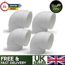 4" - 100mm 90 Degree Elbow Joint Bend Round Plastic Rigid Connector Ducting Pipe