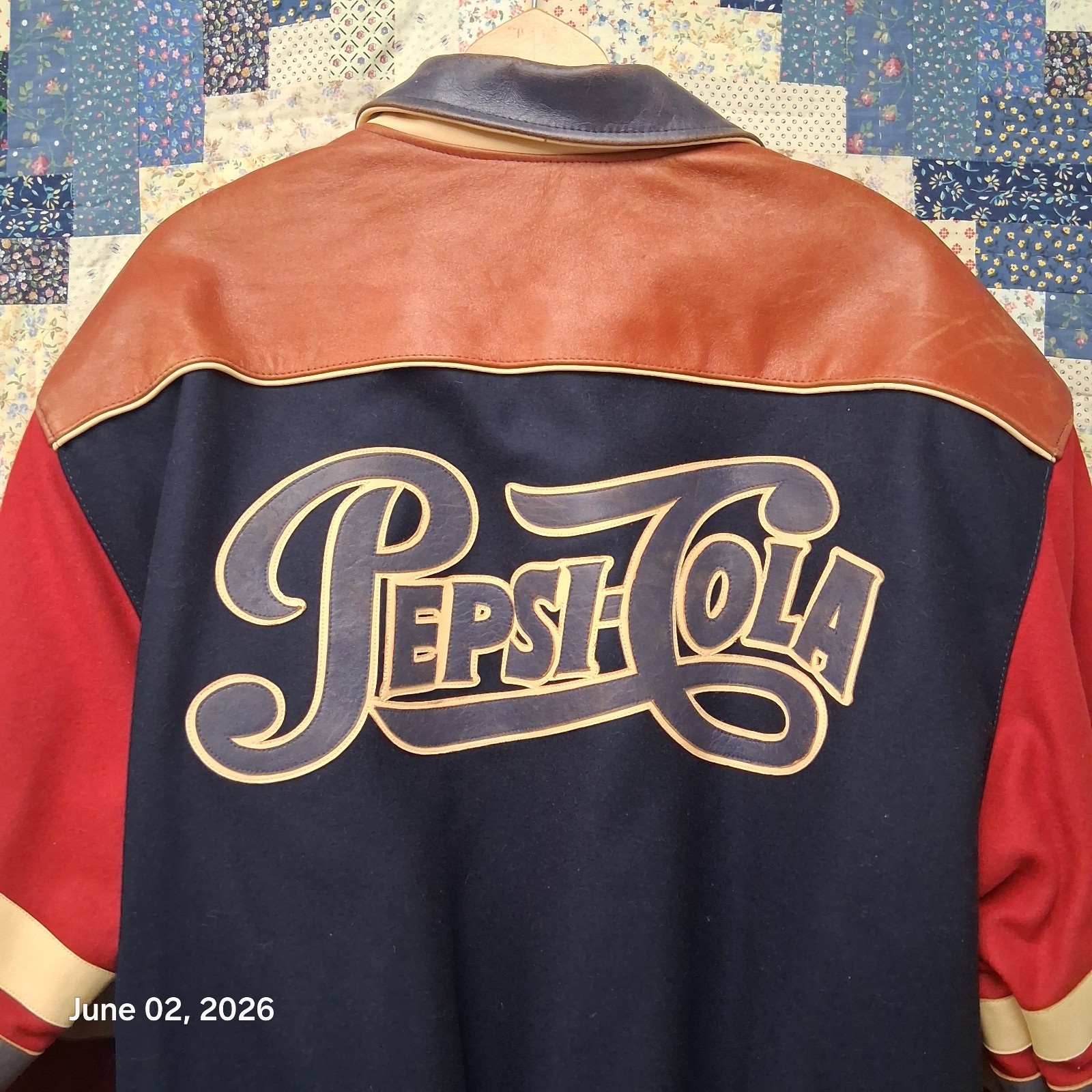Vtg 90s JH Design Pepsi Cola Varsity Jacket Wool Leather Bomber Made USA Mens XL image 3