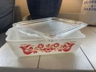 Pyrex Friendship Refrigerator Casserole Dish W/lid #503 Red/Orange Birds/Flowers