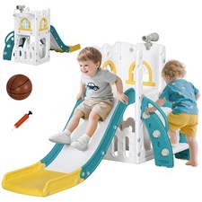 AIYAPLAY 5 in 1 Kids Slide for Indoor Use, for Toddlers 1-3 Years, Yellow