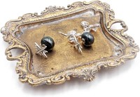 Funly Mee Klein Antike Schmuckschale Vintage Gold Schmuck Tablett, Ringhalter