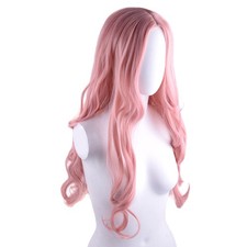 Fashion Pink Lace Front Wig Wavy/Curly Long Cosplay Synthetic Hair Full Head km