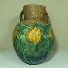 Roseville Pottery Sunflower Vase 9"T  #493-9  1930's Excellent Condition - Read