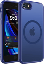 Phone Case Magnetic Matte for iPhone SE 2022 2020 4.7 Inch Blue Slim Shockproof