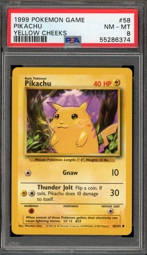 Pokemon Pikachu Base Set Unlimited Yellow Cheeks #58 PSA 8