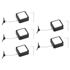 5Set 4.9ft Retractable Remote Square Remote Cable Locks Black Plastic Cap 