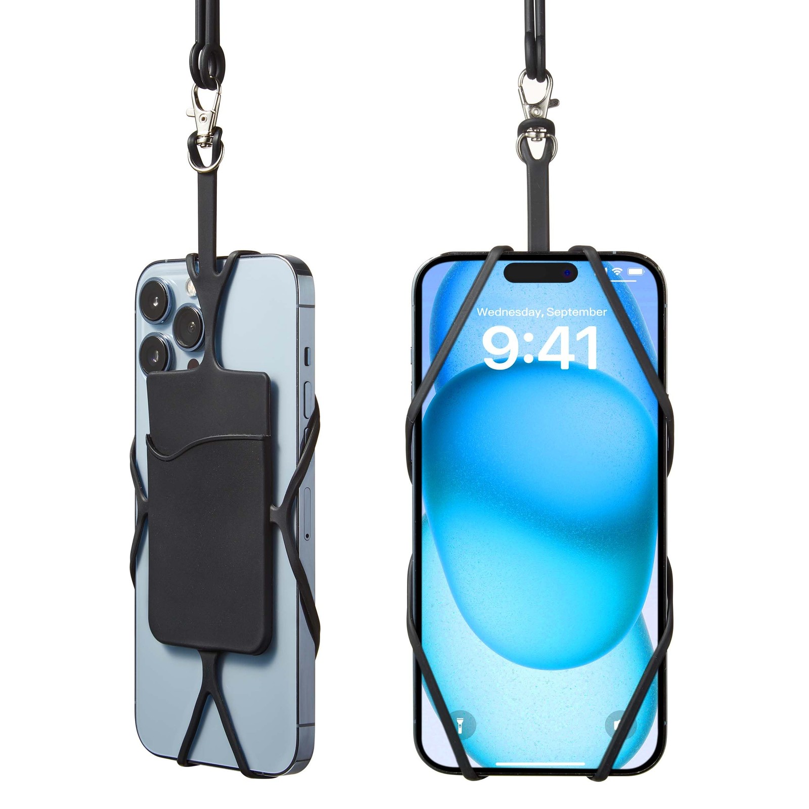 Tour de cou téléphone universel silicone porte-carte cordon smartphone ajustable