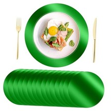 100 PCS Round Green Placemats, 13" Disposable Paper Placemats for Green-100pcs