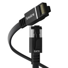 Smolink Ethernet Cable 50 ft, Cat 8 Flat Cat8 50ft, Dark Black