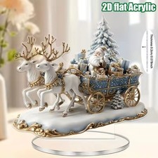 2D Bohemian-Style Acrylic Santa Sleigh Figurine Dreamy Christmas Elements Gift