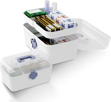 2-Pack Medicine Storage Box Small  Large Portable Medicine Cabinet Organizer W/