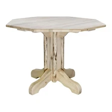 Pemberly Row Transitional Solid Wood Center Pedestal Table in Natural