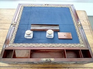 Antique writing slope box with secret drawers... unique