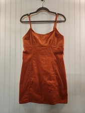 Women's Copper Ribbed Corduroy Mini Tank Dress Size M Y2K Grunge Brat Preppy