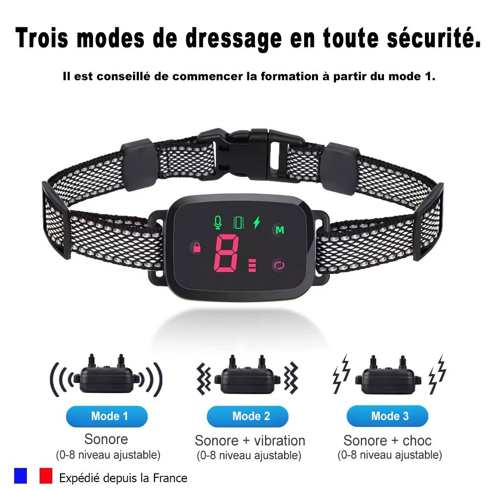 Collier anti-aboiement rechargeable PT244 pour un appartement calme