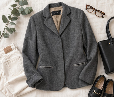 Cividini Italian Wool Blazer Gray Jacket Size 48 Made in Italy Single Breasted