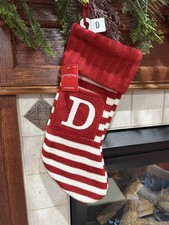 Wondershop Monogram Christmas Stocking Letter D Initial Red White Stripe Target