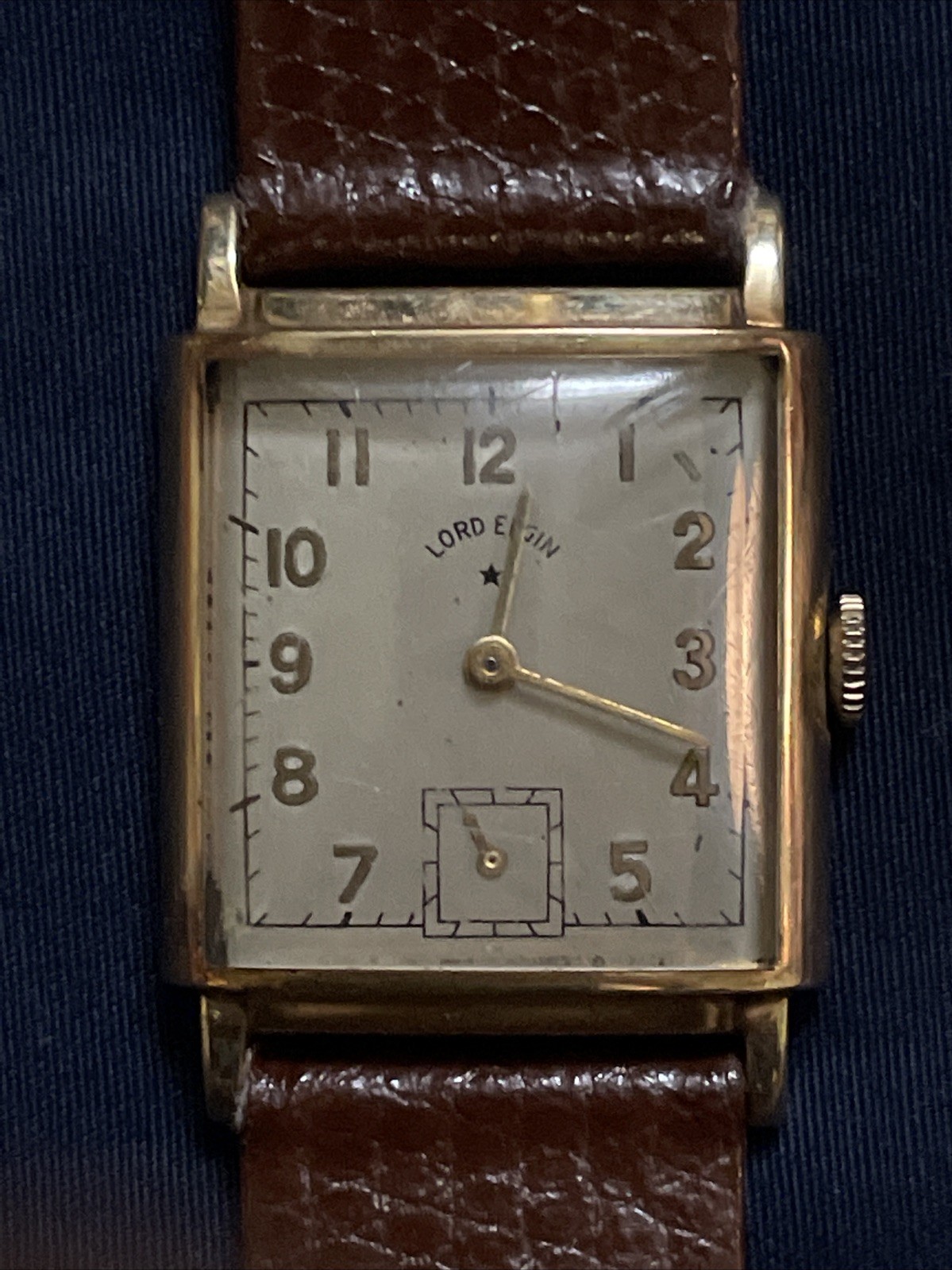Working 1947 Lord Elgin Rectangular Art Deco 14k … - image 1