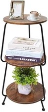 Small Side Table, 3 Tier Round End Table Slim Accent Table Industrial Vintage 