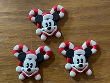 Christmas Mickey Mouse Candy Cane Dress It Up Buttons 2" IN SIZE LOT OF 3