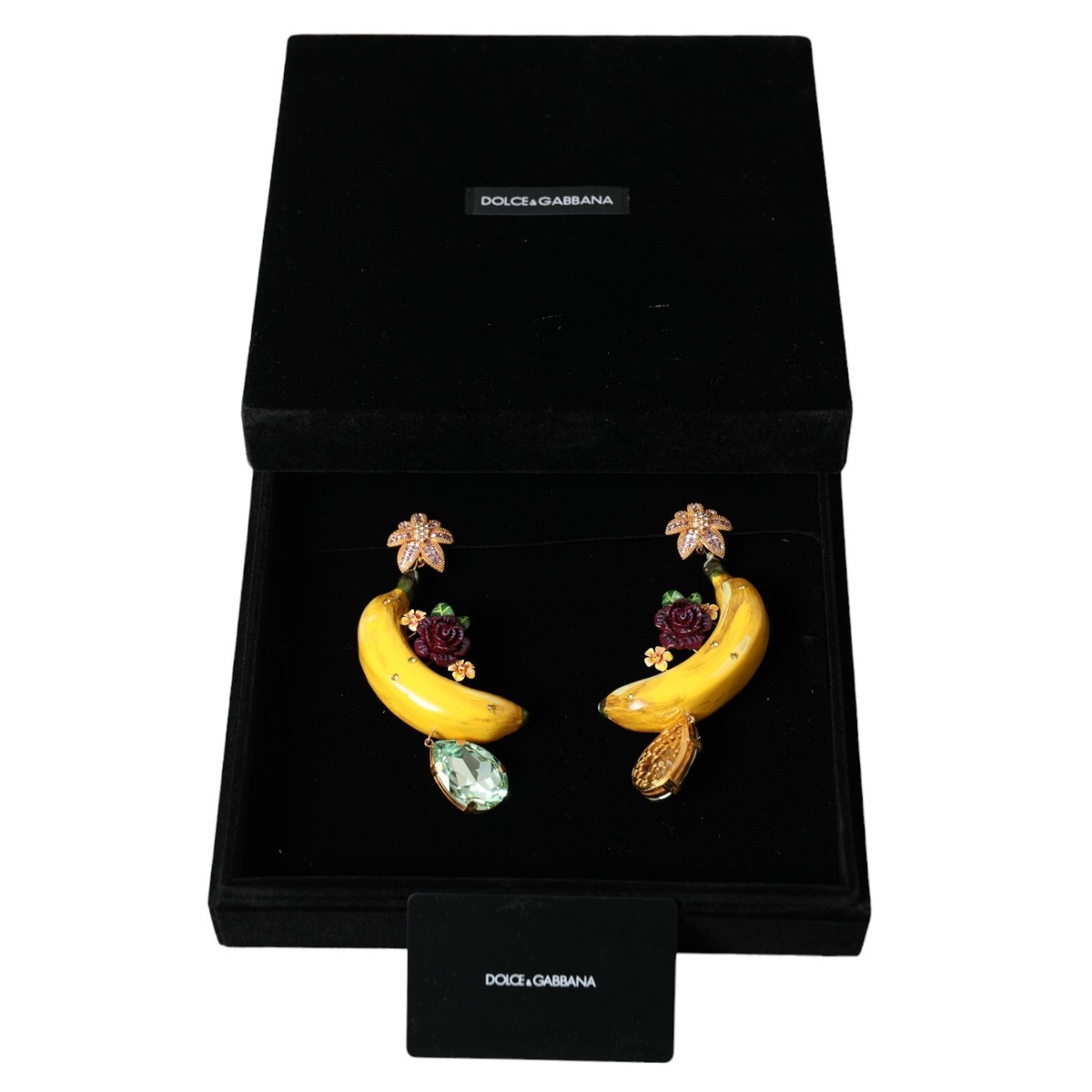 ピアス Dolce E Gabbana Brass Earrings DOLCE & GABBANA Earrings Gold Brass Crystal Banana Clip-on