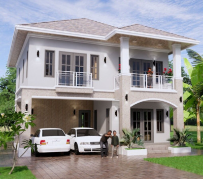 Custom House Plan 9x11 Meter 26x36 Feet 5 Beds 3 Baths Hip Roof (A4 Hard Copy)