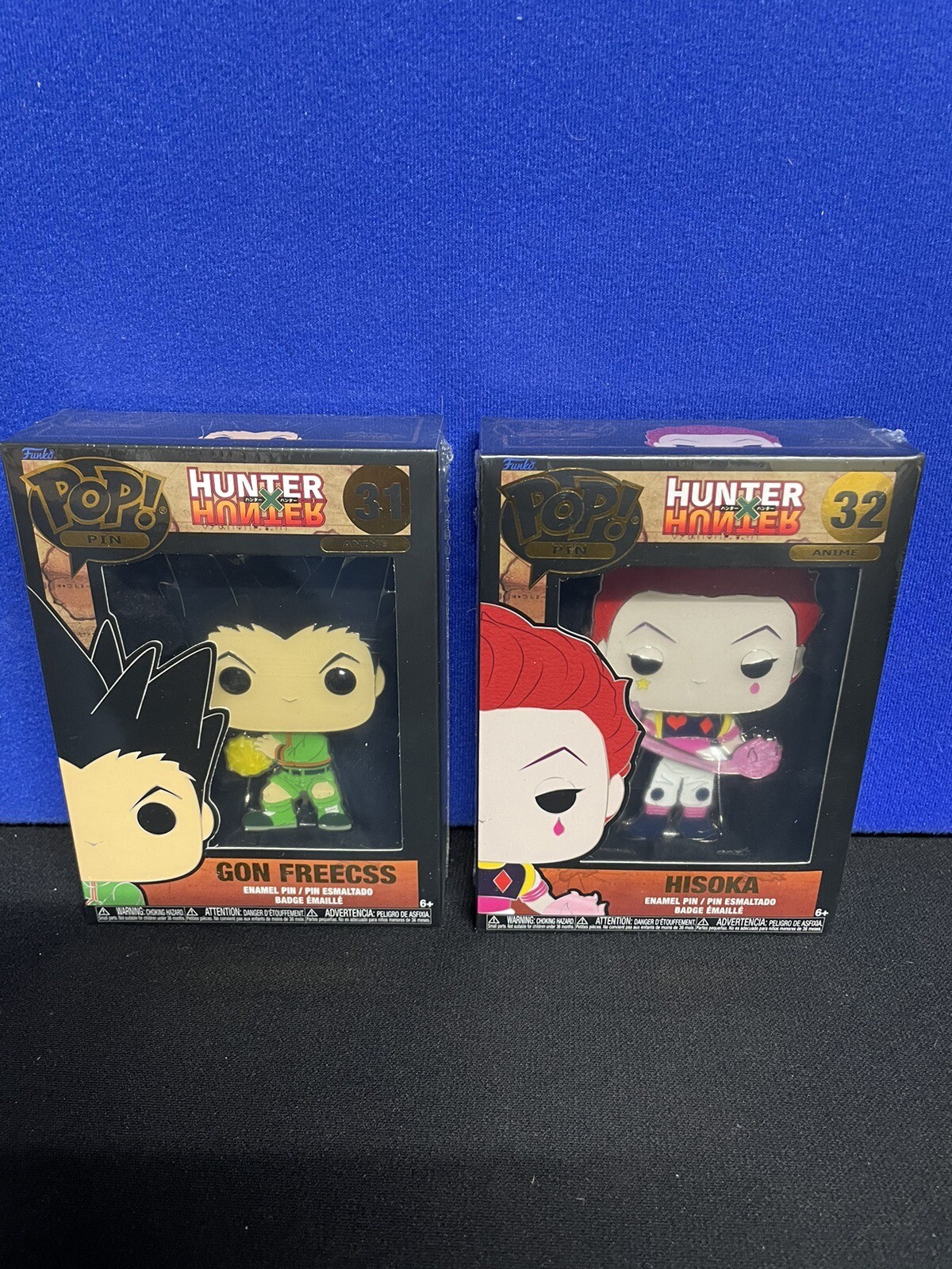 2 X Funko Pop Pin Badge Hunter  Hisoka - 32 Gon Freecss 31 Brand New Sealed