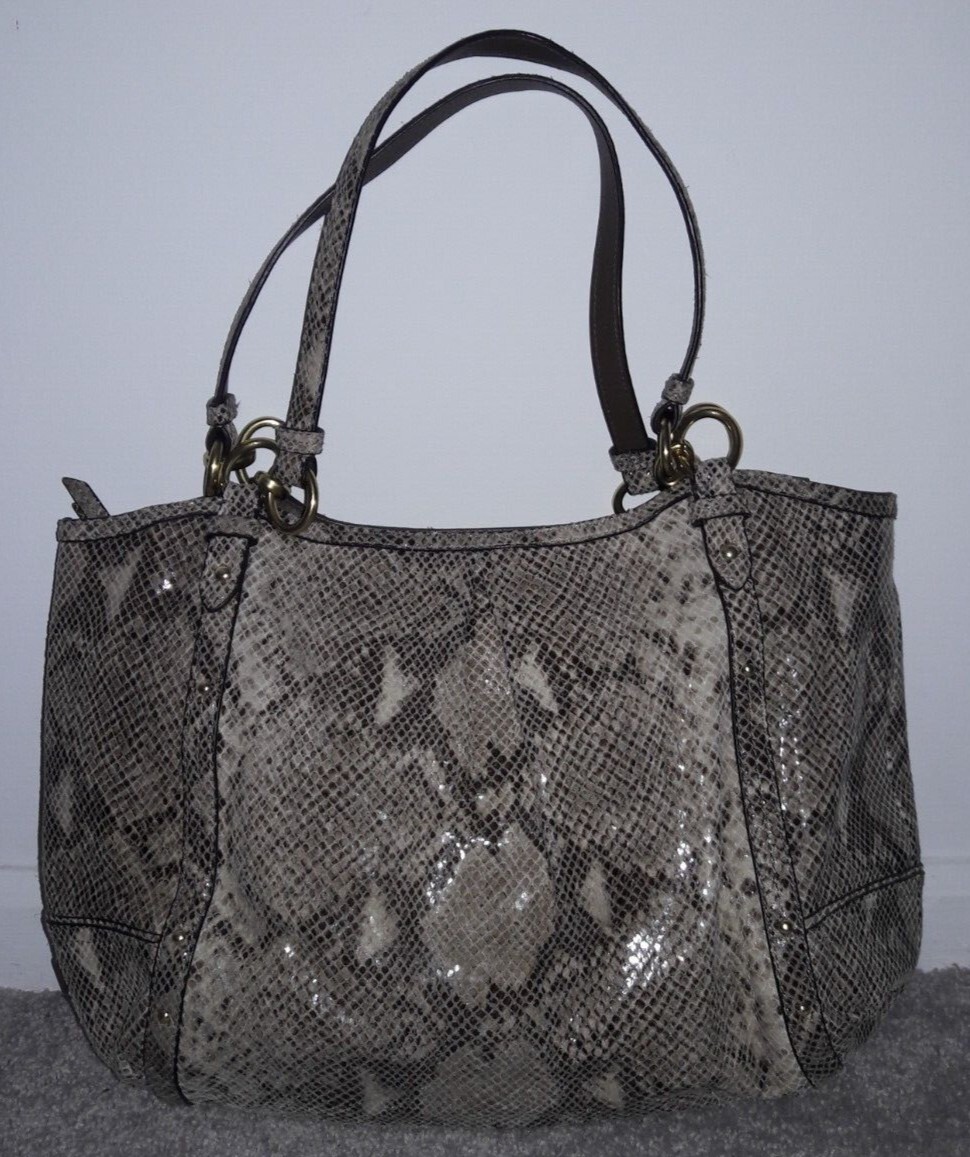 AUTHENTIC COACH EXOTIC PYTHON LEATHER STUDDED TOT… - image 1