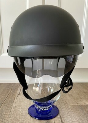 black widow motorcycle helmet Motorcycle Helmet X-Small DOT Outlaw T-72 FLAT BLACK Black Widow Drop Visor  Half
