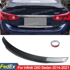 For Infiniti Q50 2014-2023 Highkick Duckbill Trunk Spoiler Wing Carbon Look ABS