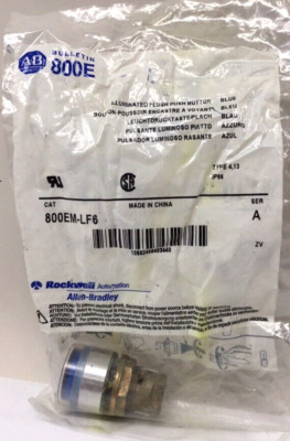 Allen Bradley 800EM-LF6 Illuminated Flush Push Button Blue 800EMLF6