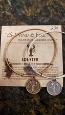 Wind and Fire LOBSTER Expandable, Stackable Bangle Bracelet WITH Charm