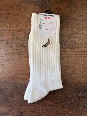 Uniqlo Japan Kaws X Warhol White Banana Socks 25-27cm (Adults US Size 7-9) NWT