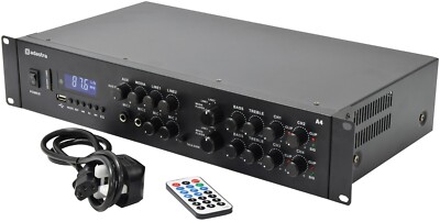 ADASTRA 953.404UK A4 Dual Zone 4X 200W PA Verstärker mit Bluetooth USB SD FM MP3