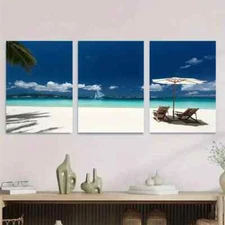 3pcs Beach Paradise Ocean Classic Modern Wall Art Canvas Framed 50x70cm