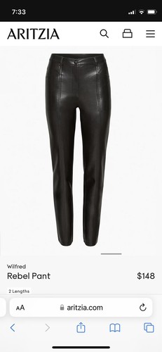 Aritzia Rebel High Waist Vegan Leather Trousers Pants US 4 - Picture 2 of 7